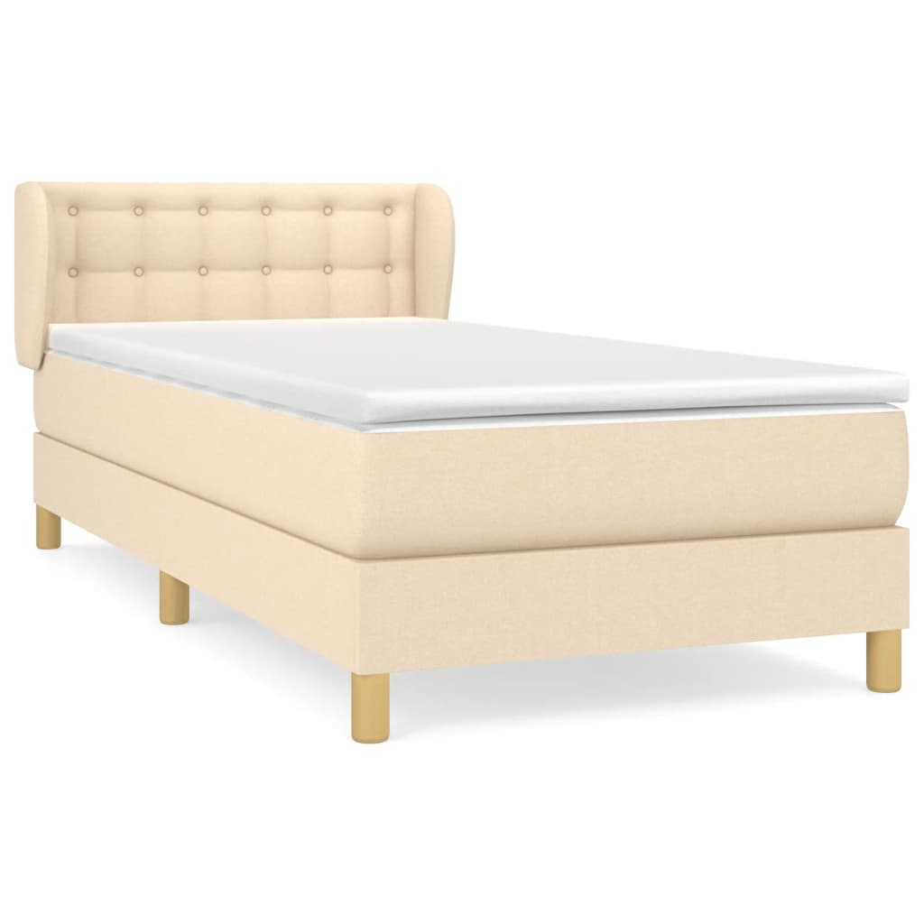Κρεβάτι Boxspring με Στρώμα Κρεμ 100 x 200 εκ. Υφασμάτινο