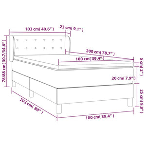Κρεβάτι Boxspring με Στρώμα Πράσινο 100 x 200 εκ. Υφασμάτινο - Pakobazaar