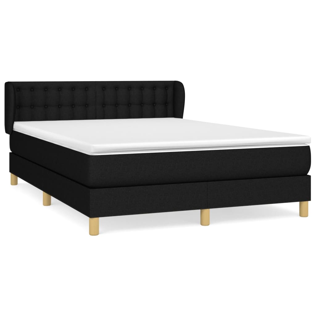 Κρεβάτι Boxspring με Στρώμα Μαύρο 140x190 εκ. Υφασμάτινο