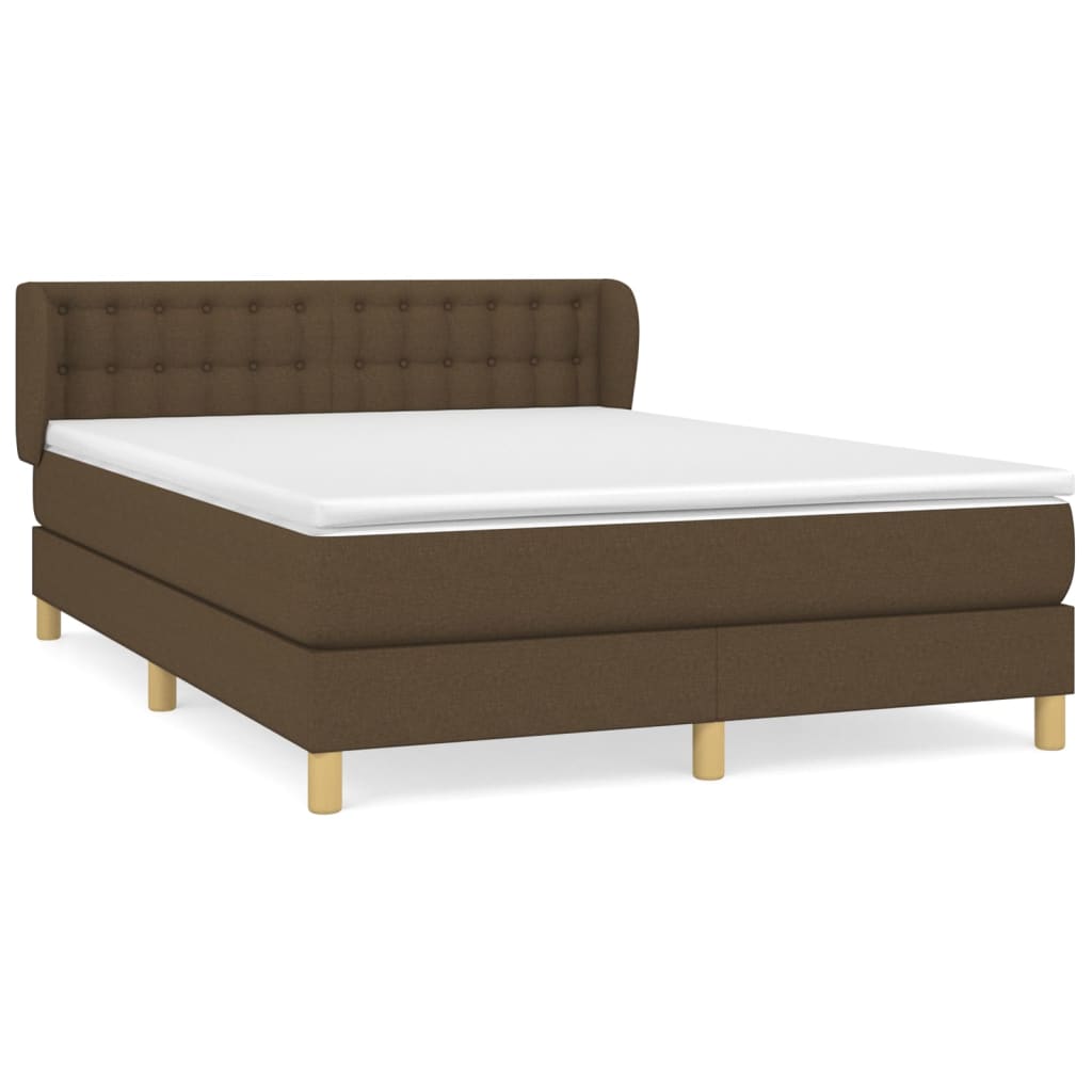 Κρεβάτι Boxspring με Στρώμα Σκούρο Καφέ 140x190 εκ. Υφασμάτινο