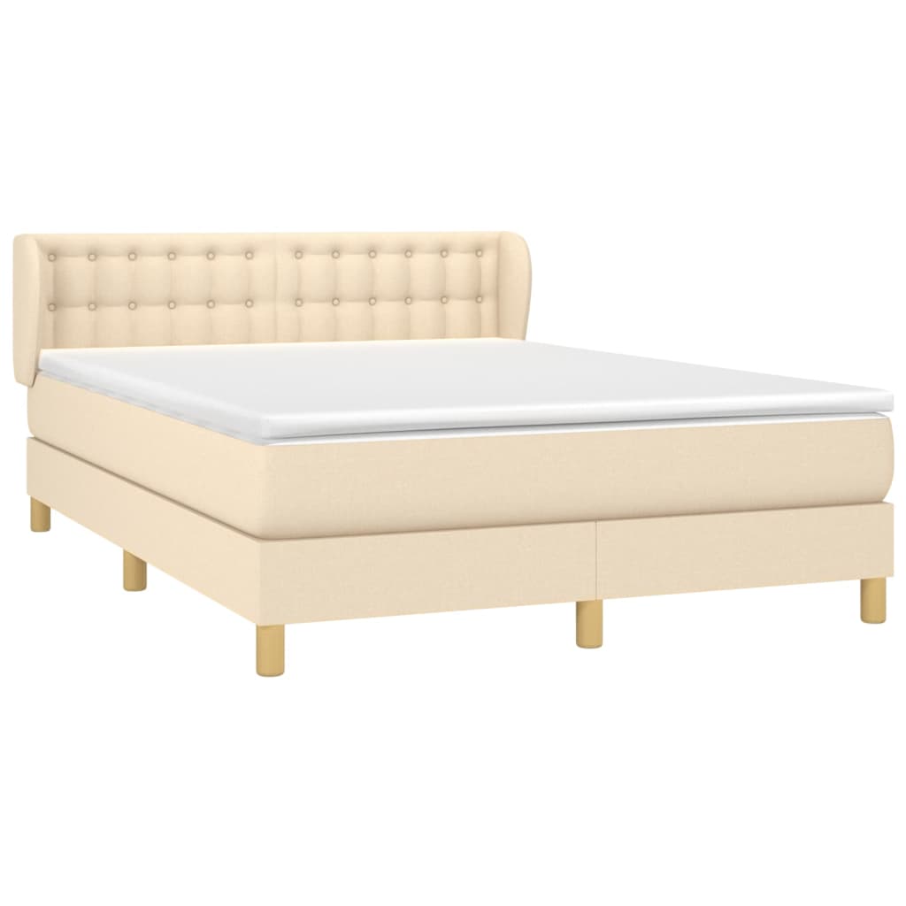 Κρεβάτι Boxspring με Στρώμα Κρεμ 140x190 εκ. Υφασμάτινο - Pakobazaar