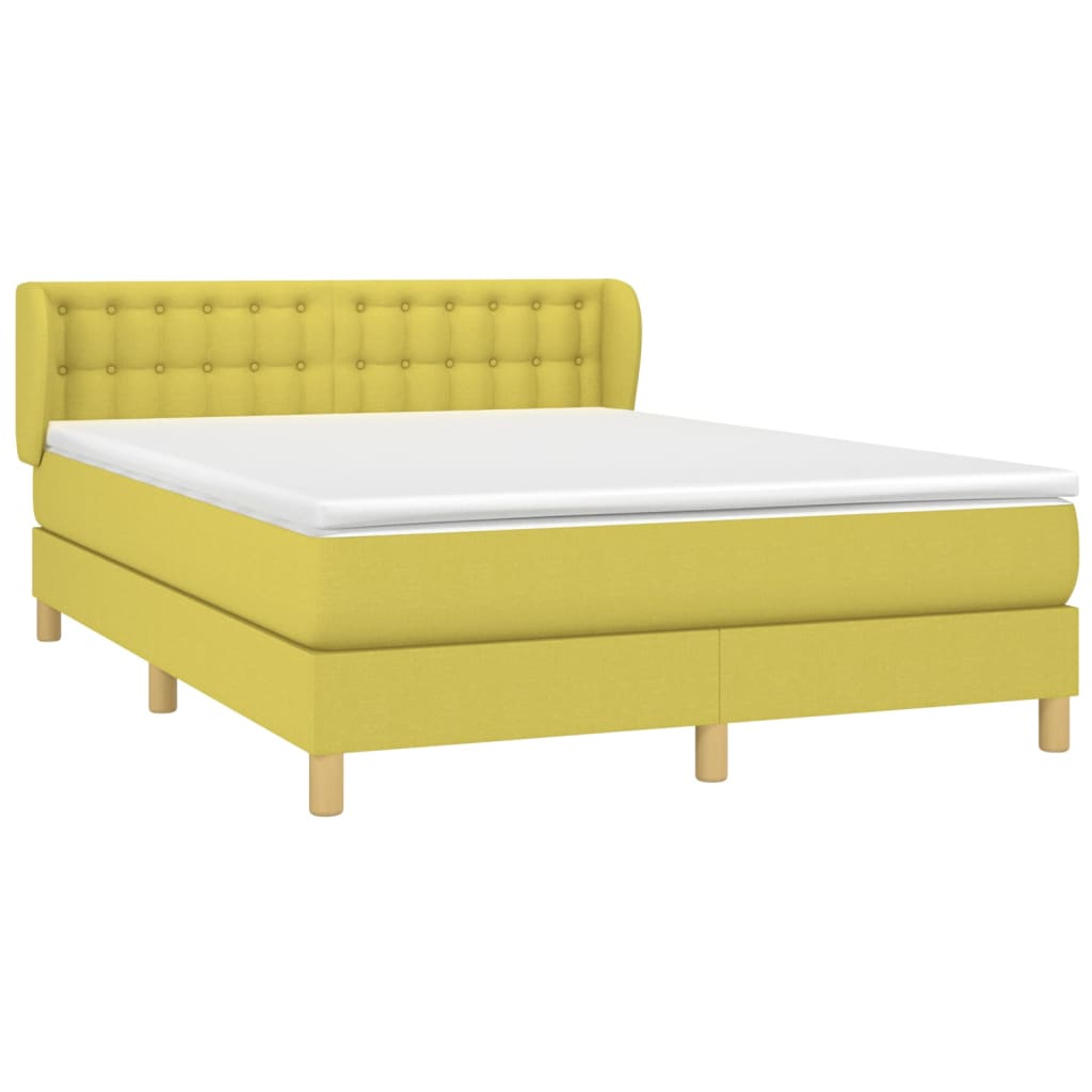 Κρεβάτι Boxspring με Στρώμα Πράσινο 140x190 εκ. Υφασμάτινο