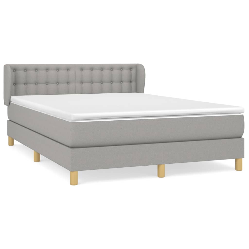 Κρεβάτι Boxspring με Στρώμα Ανοιχτό Γκρι 140x200 εκ. Υφασμάτινο