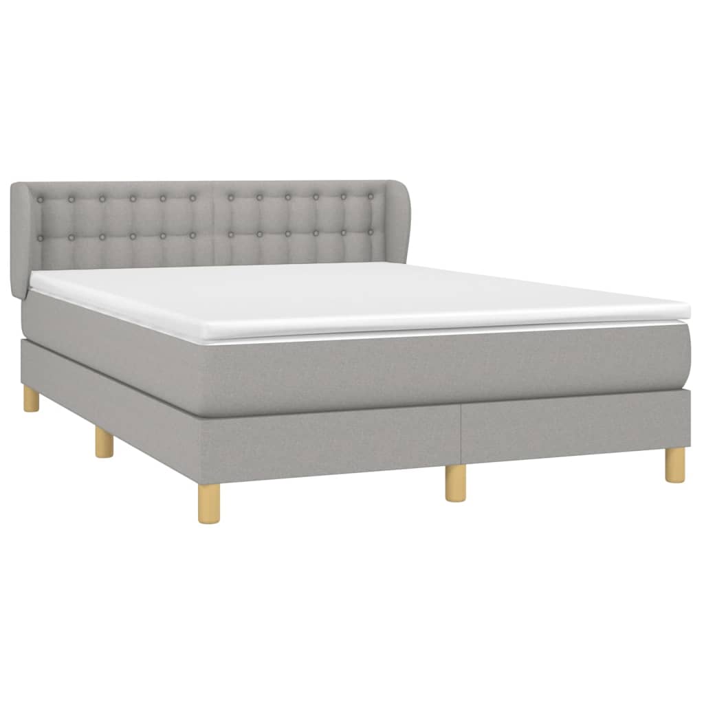 Κρεβάτι Boxspring με Στρώμα Ανοιχτό Γκρι 140x200 εκ. Υφασμάτινο