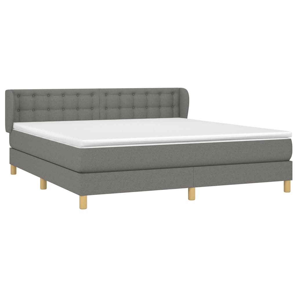 Κρεβάτι Boxspring με Στρώμα Σκούρο Γκρι 160x200 εκ Υφασμάτινο - Pakobazaar