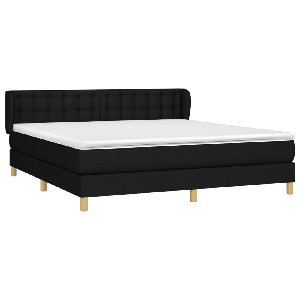Κρεβάτι Boxspring με Στρώμα Μαύρο 160x200 εκ. Υφασμάτινο