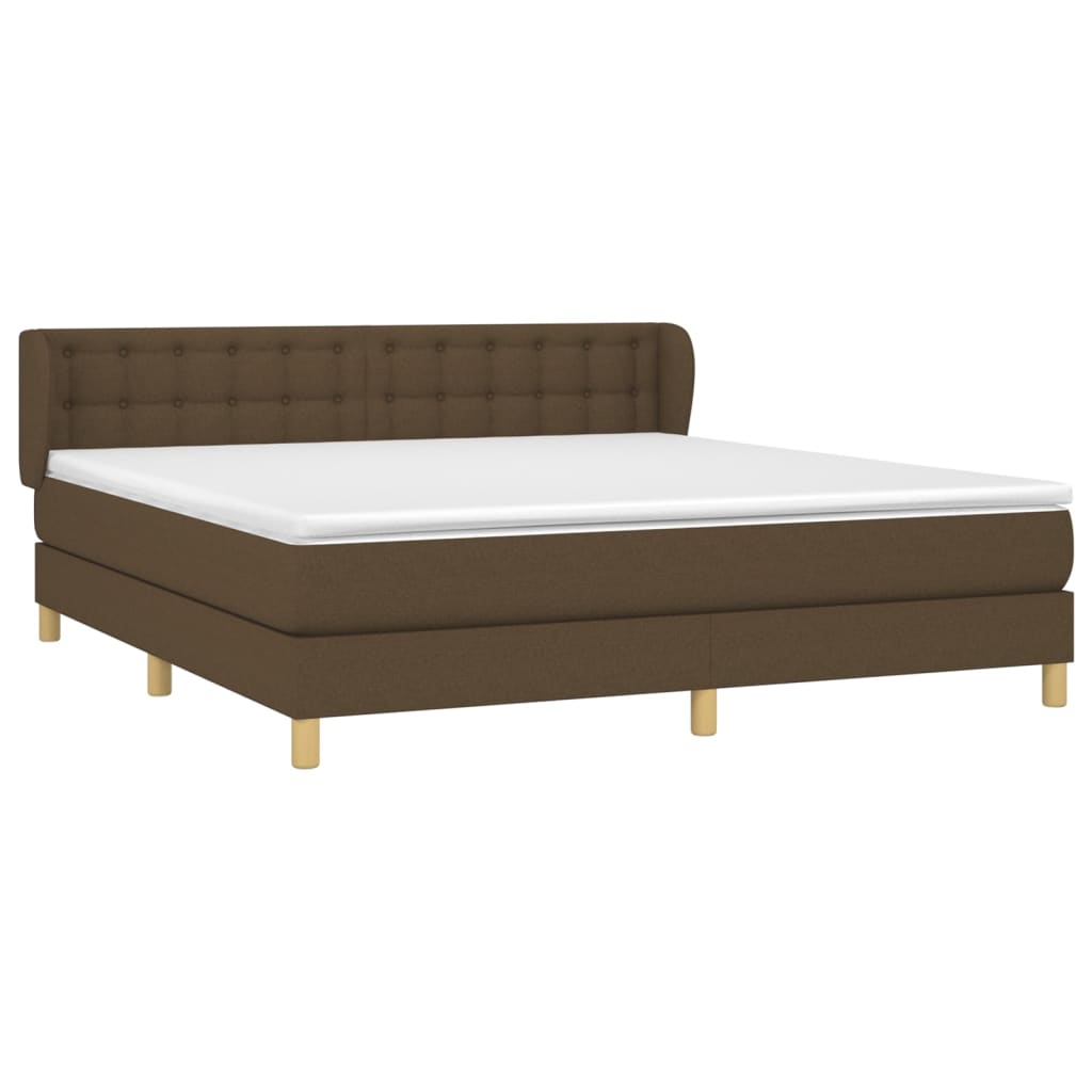 Κρεβάτι Boxspring με Στρώμα Σκούρο Καφέ 160x200 εκ Υφασμάτινο