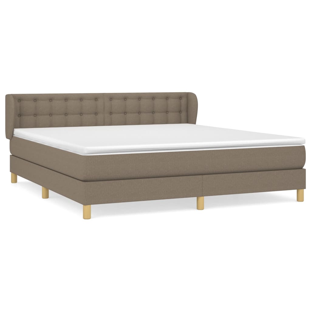 Κρεβάτι Boxspring με Στρώμα Taupe 160x200 εκ. Υφασμάτινο - Pakobazaar