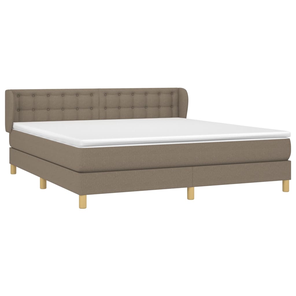 Κρεβάτι Boxspring με Στρώμα Taupe 160x200 εκ. Υφασμάτινο - Pakobazaar