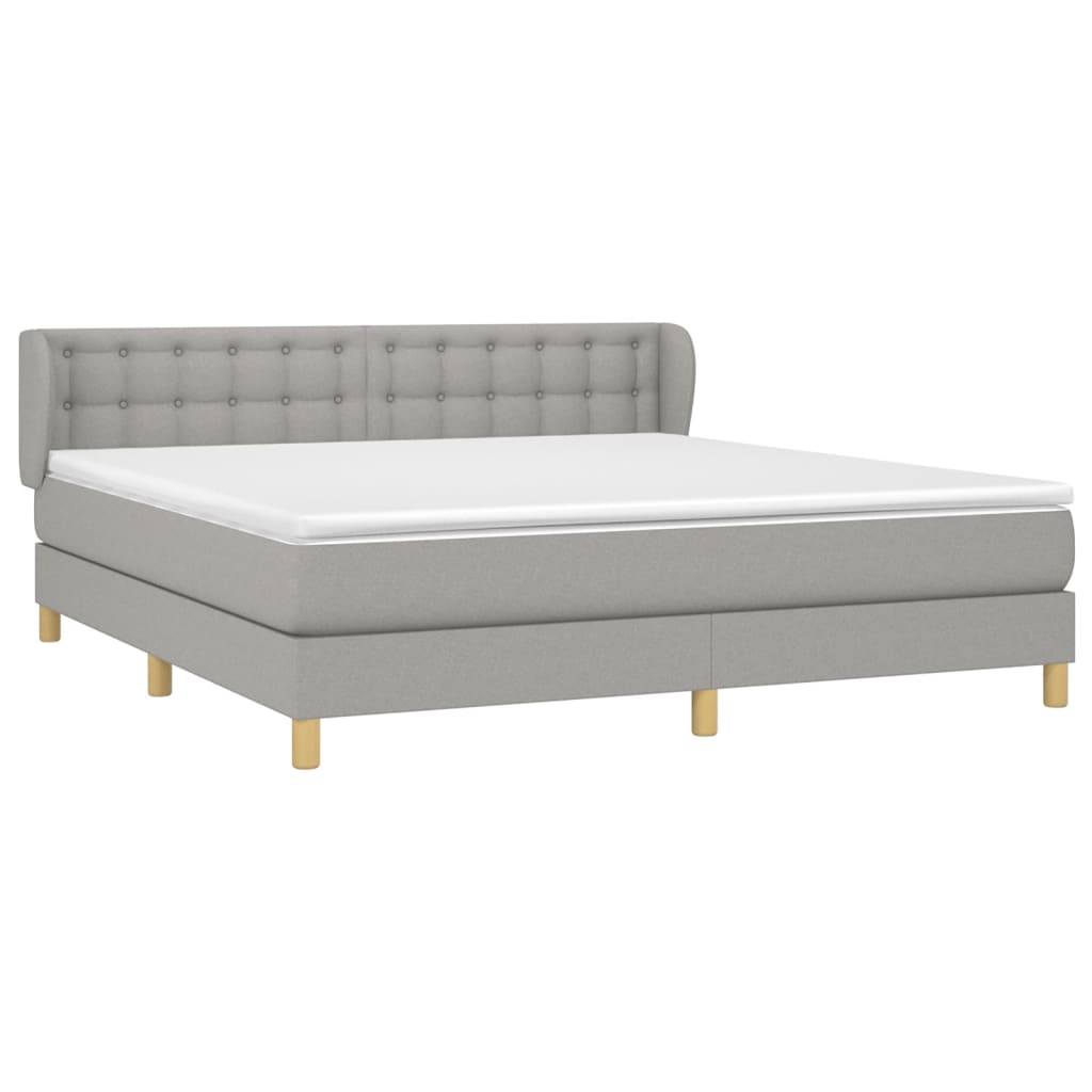 Κρεβάτι Boxspring με Στρώμα Ανοιχτό Γκρι 180x200 εκ. Υφασμάτινο