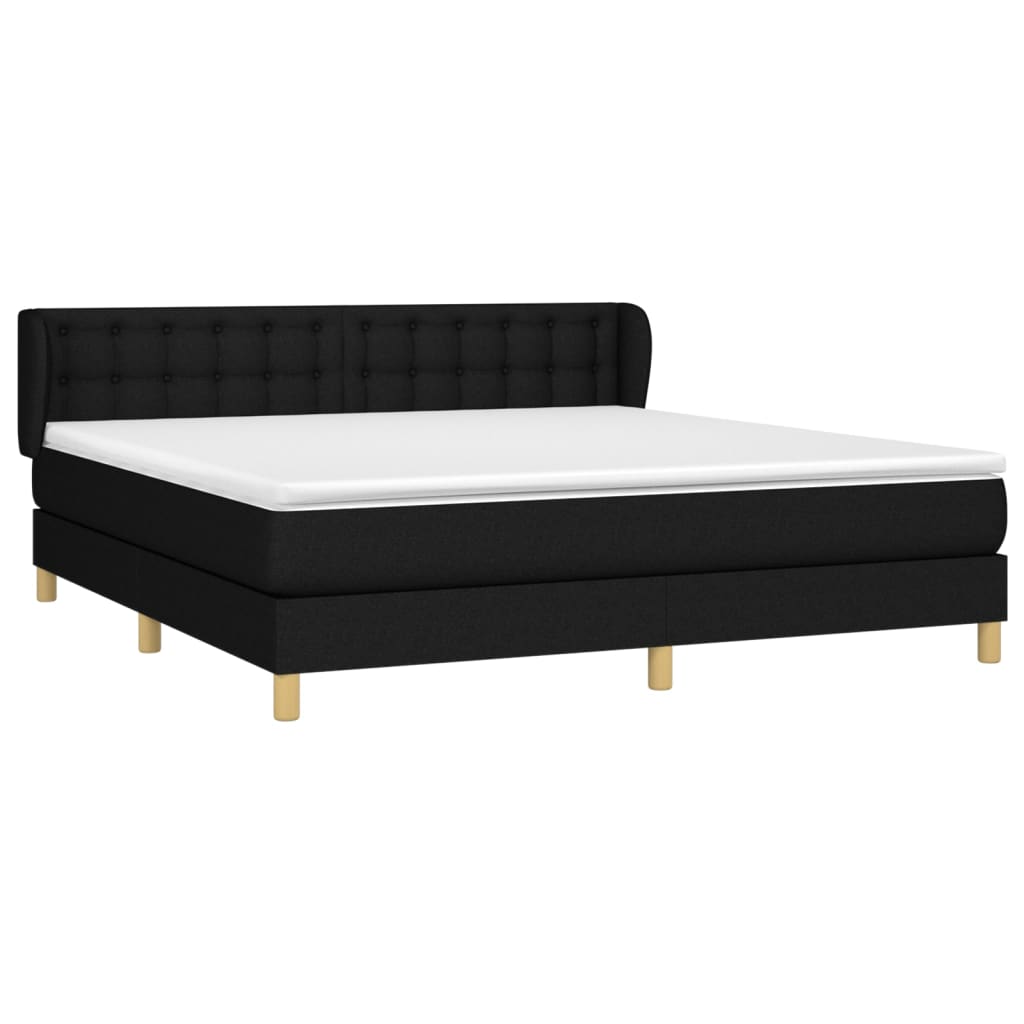 Κρεβάτι Boxspring με Στρώμα Μαύρο 180x200 εκ. Υφασμάτινο