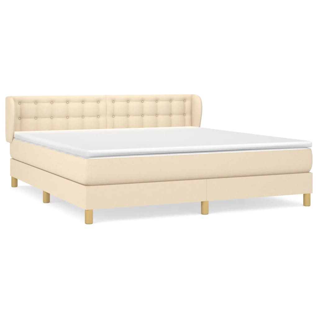 Κρεβάτι Boxspring με Στρώμα Κρεμ 180x200 εκ. Υφασμάτινο