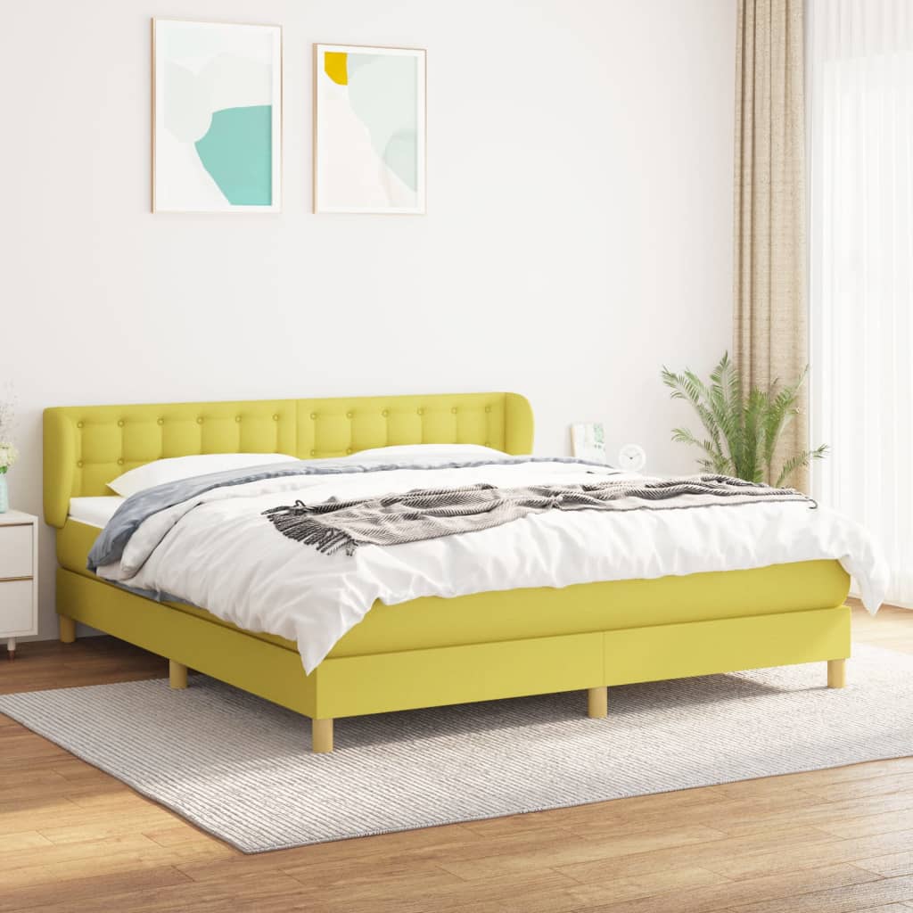 Κρεβάτι Boxspring με Στρώμα Πράσινο 180x200 εκ.Υφασμάτινο