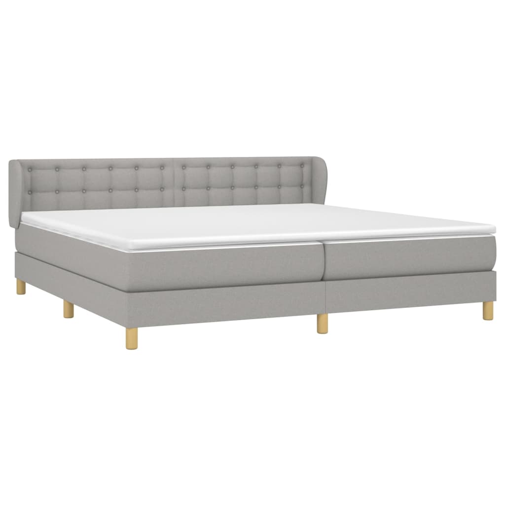 Κρεβάτι Boxspring με Στρώμα Ανοιχτό Γκρι 200x200 εκ. Υφασμάτινο