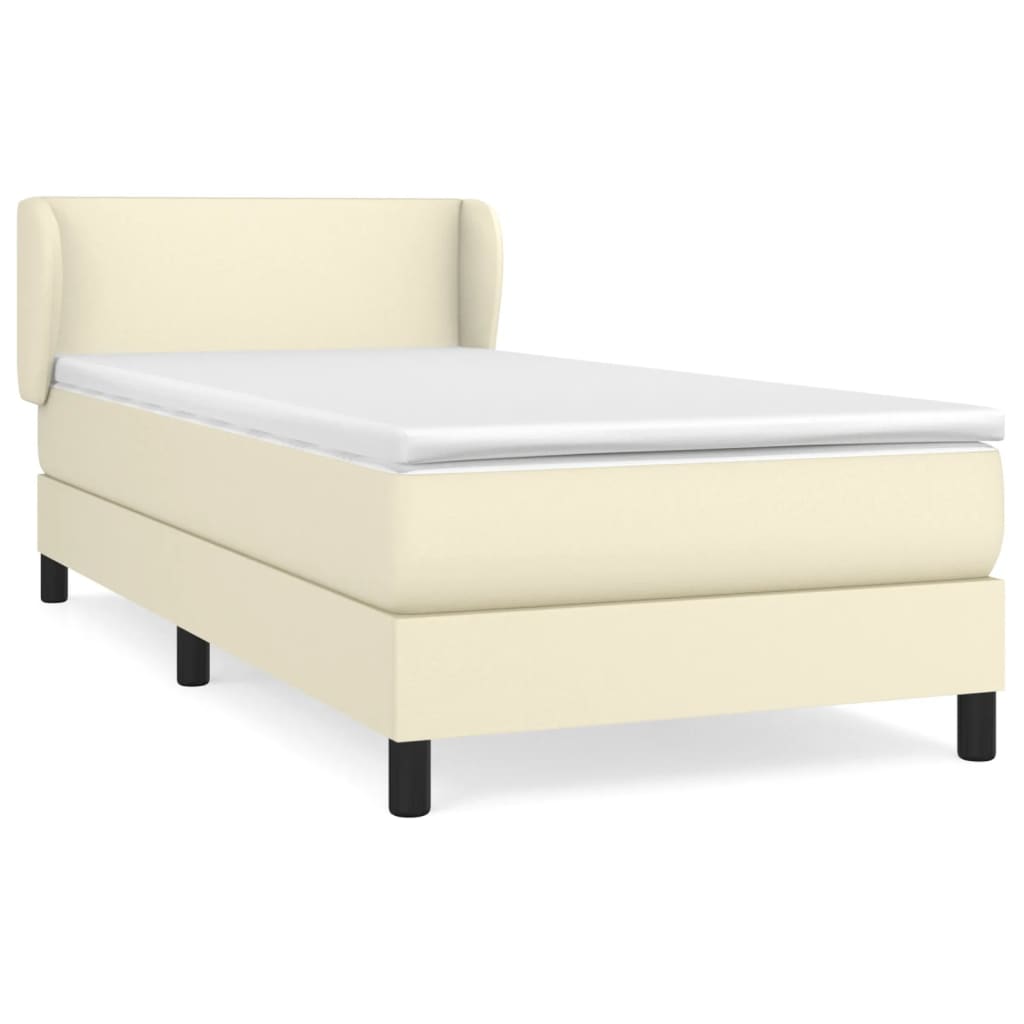 Κρεβάτι Boxspring με Στρώμα Κρεμ 80 x 200 εκ. Συνθετικό Δέρμα - Pakobazaar