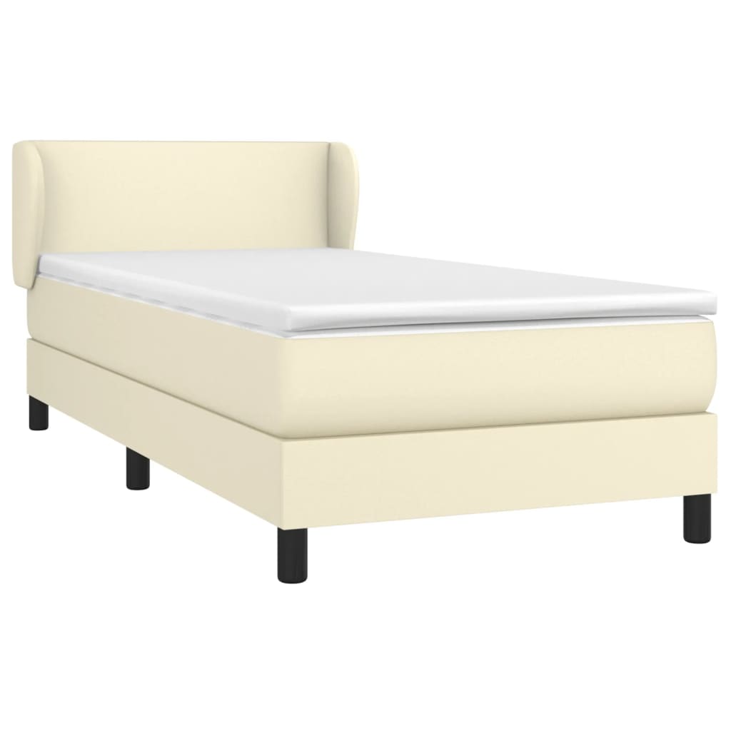Κρεβάτι Boxspring με Στρώμα Κρεμ 80 x 200 εκ. Συνθετικό Δέρμα - Pakobazaar
