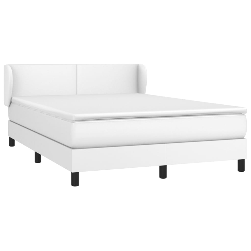 Κρεβάτι Boxspring με Στρώμα Λευκό 140x190εκ.από Συνθετικό Δέρμα