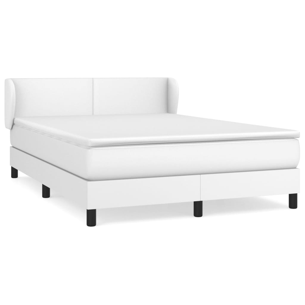 Κρεβάτι Boxspring με Στρώμα Λευκό 140x200εκ.από Συνθετικό Δέρμα
