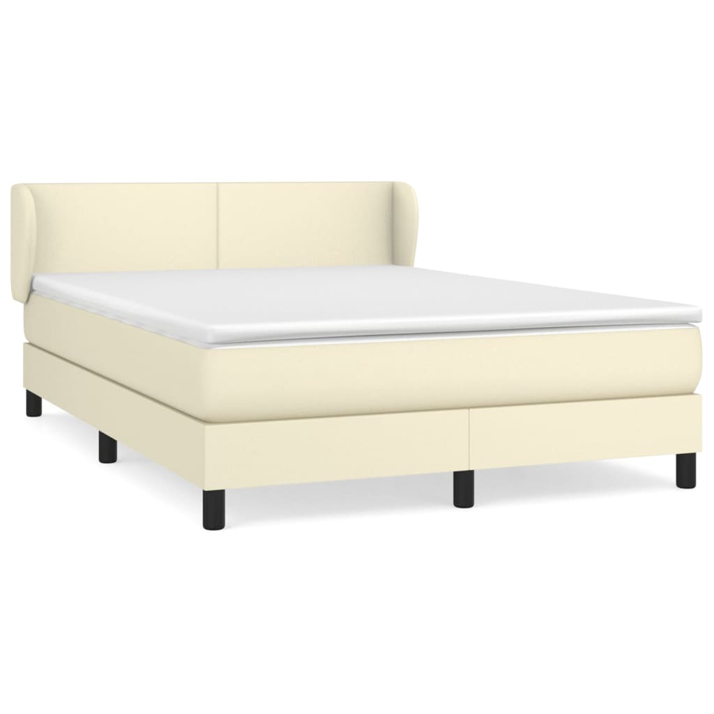 Κρεβάτι Boxspring με Στρώμα Κρεμ 140x200εκ. από Συνθετικό Δέρμα - Pakobazaar