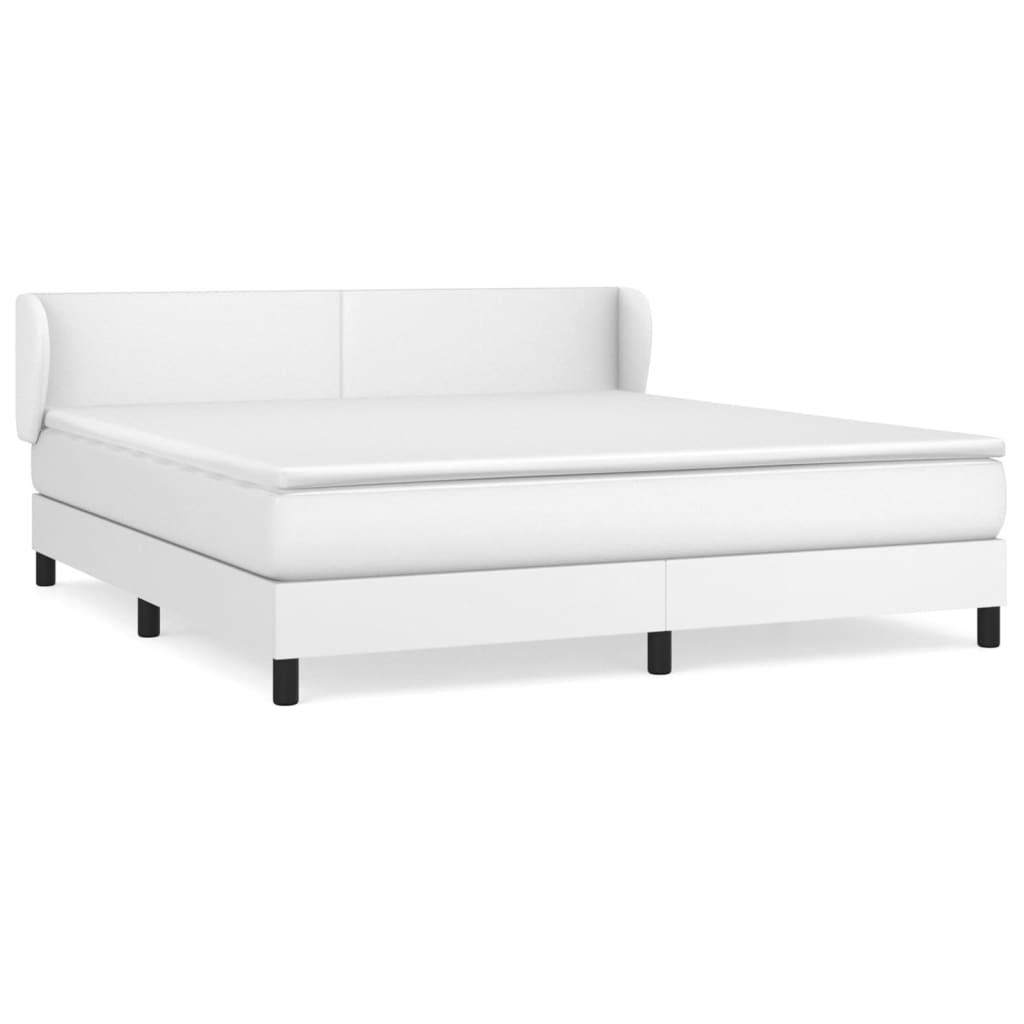 Κρεβάτι Boxspring με Στρώμα Λευκό 160x200εκ.από Συνθετικό Δέρμα