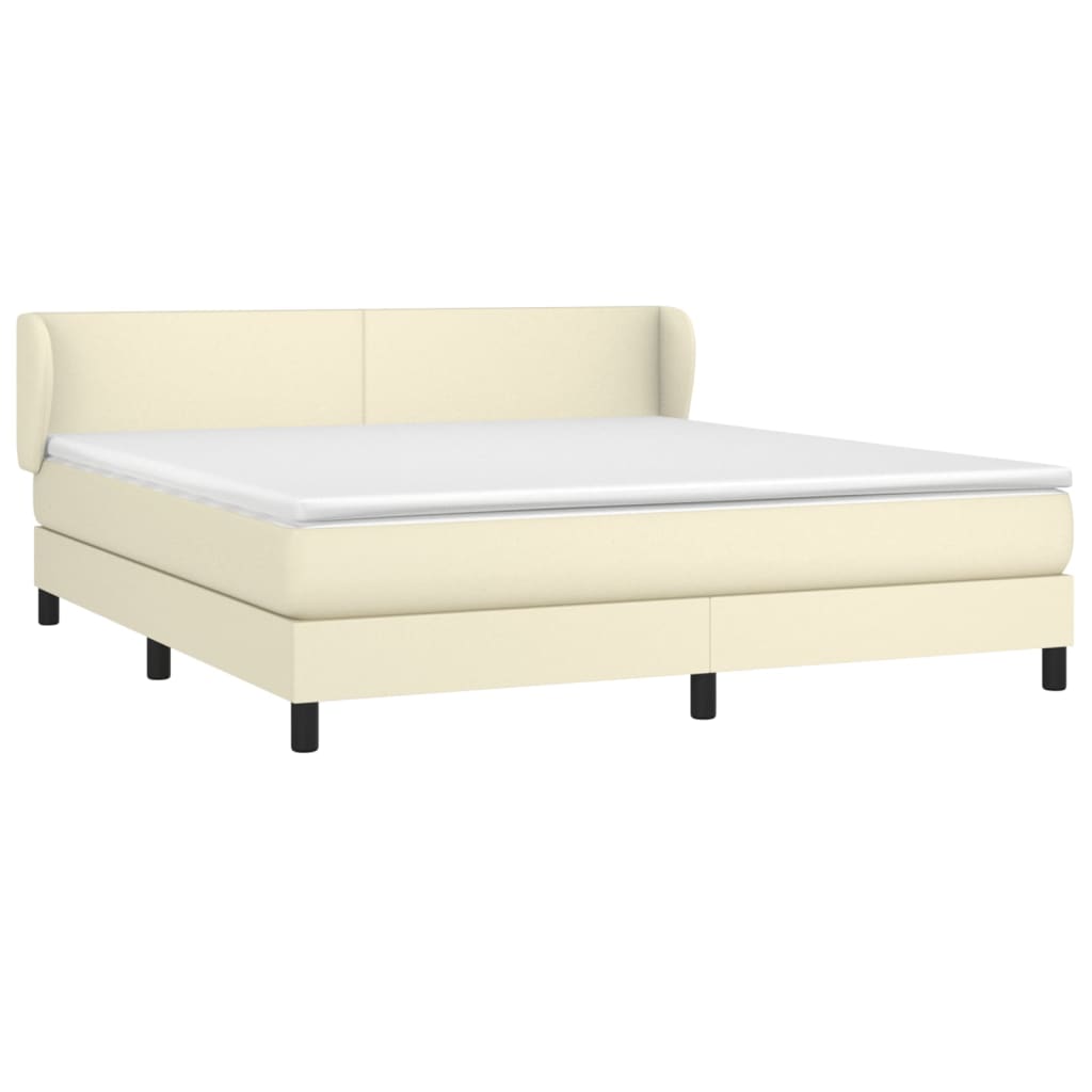 Κρεβάτι Boxspring με Στρώμα Κρεμ 160x200εκ. από Συνθετικό Δέρμα - Pakobazaar