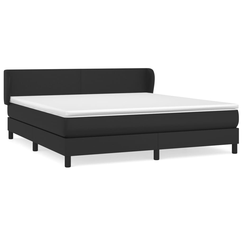 Κρεβάτι Boxspring με Στρώμα Μαύρο 180x200εκ.από Συνθετικό Δέρμα