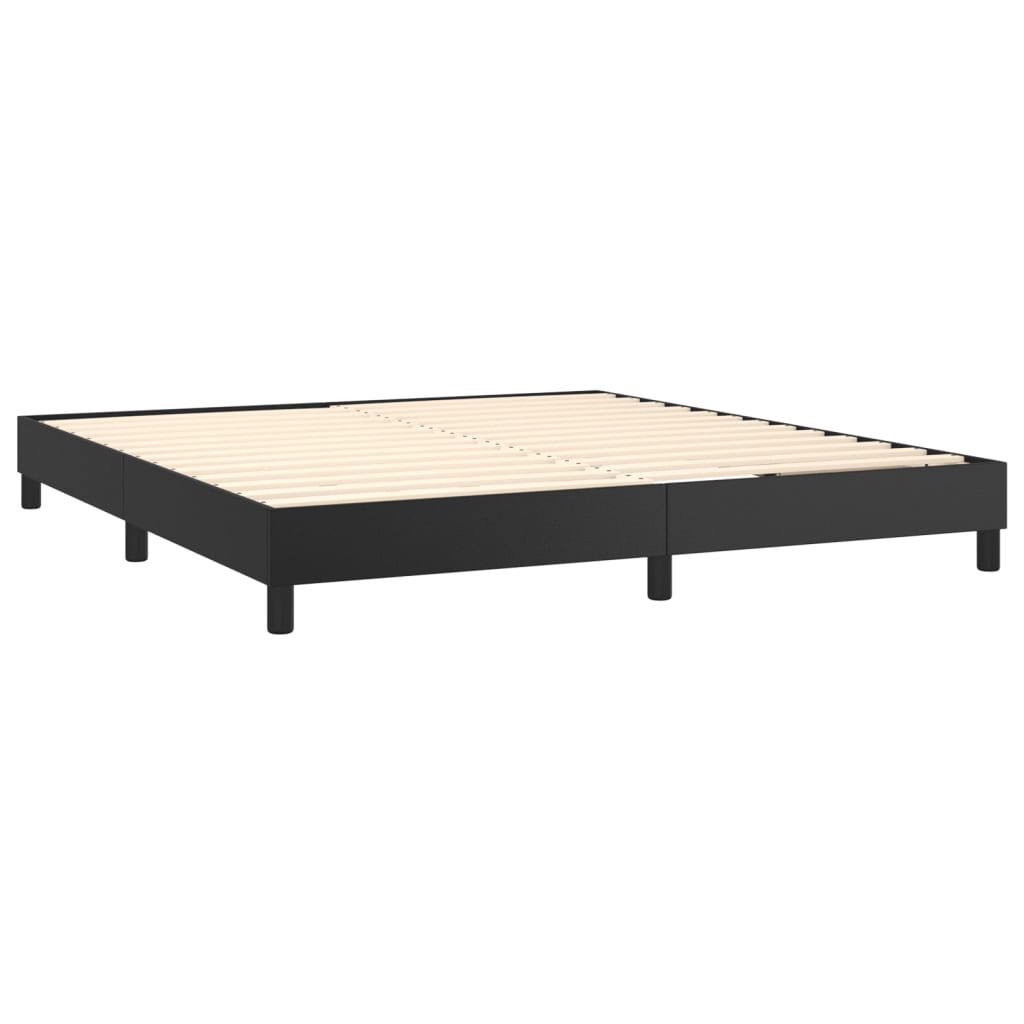 Κρεβάτι Boxspring με Στρώμα Μαύρο 180x200εκ.από Συνθετικό Δέρμα