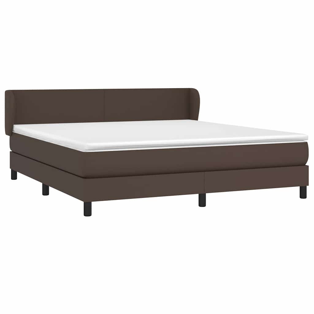 Κρεβάτι Boxspring με Στρώμα Καφέ 180x200 εκ. Συνθετικό Δέρμα