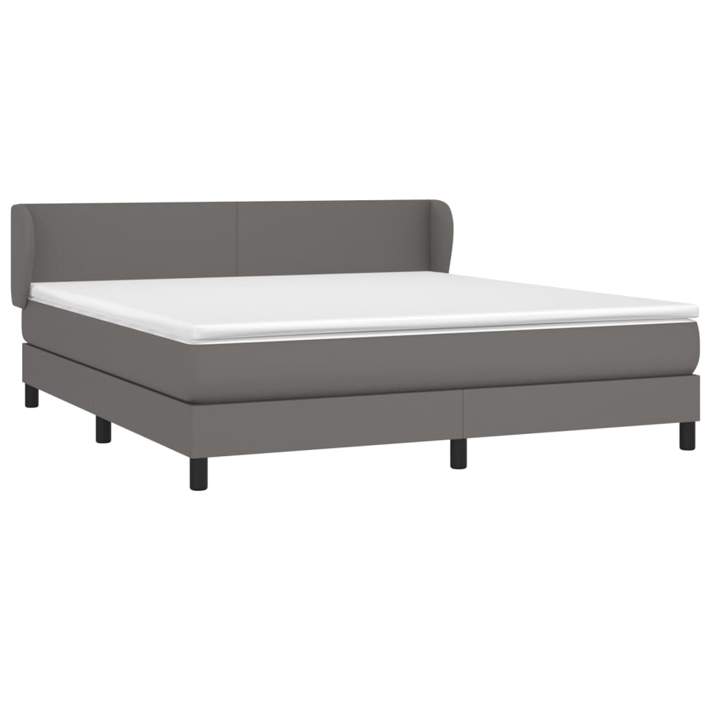 Κρεβάτι Boxspring με Στρώμα Γκρι 180x200 εκ. Συνθετικό Δέρμα