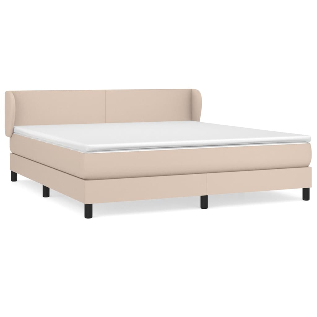 Κρεβάτι Boxspring με Στρώμα Καπουτσίνο 180x200 εκ. Συνθ. Δέρμα