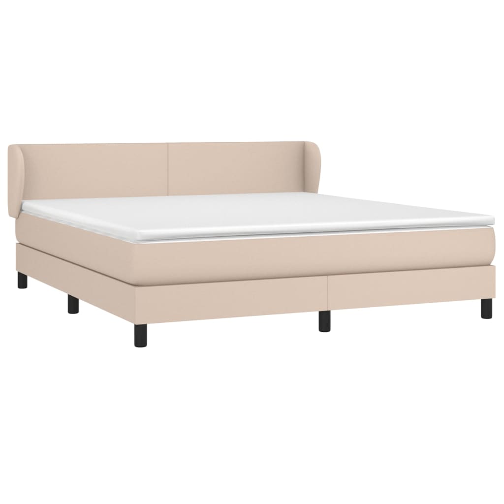 Κρεβάτι Boxspring με Στρώμα Καπουτσίνο 180x200 εκ. Συνθ. Δέρμα