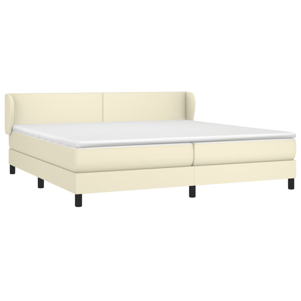 Κρεβάτι Boxspring με Στρώμα Κρεμ 200x200 εκ. Συνθετικό Δέρμα - Pakobazaar
