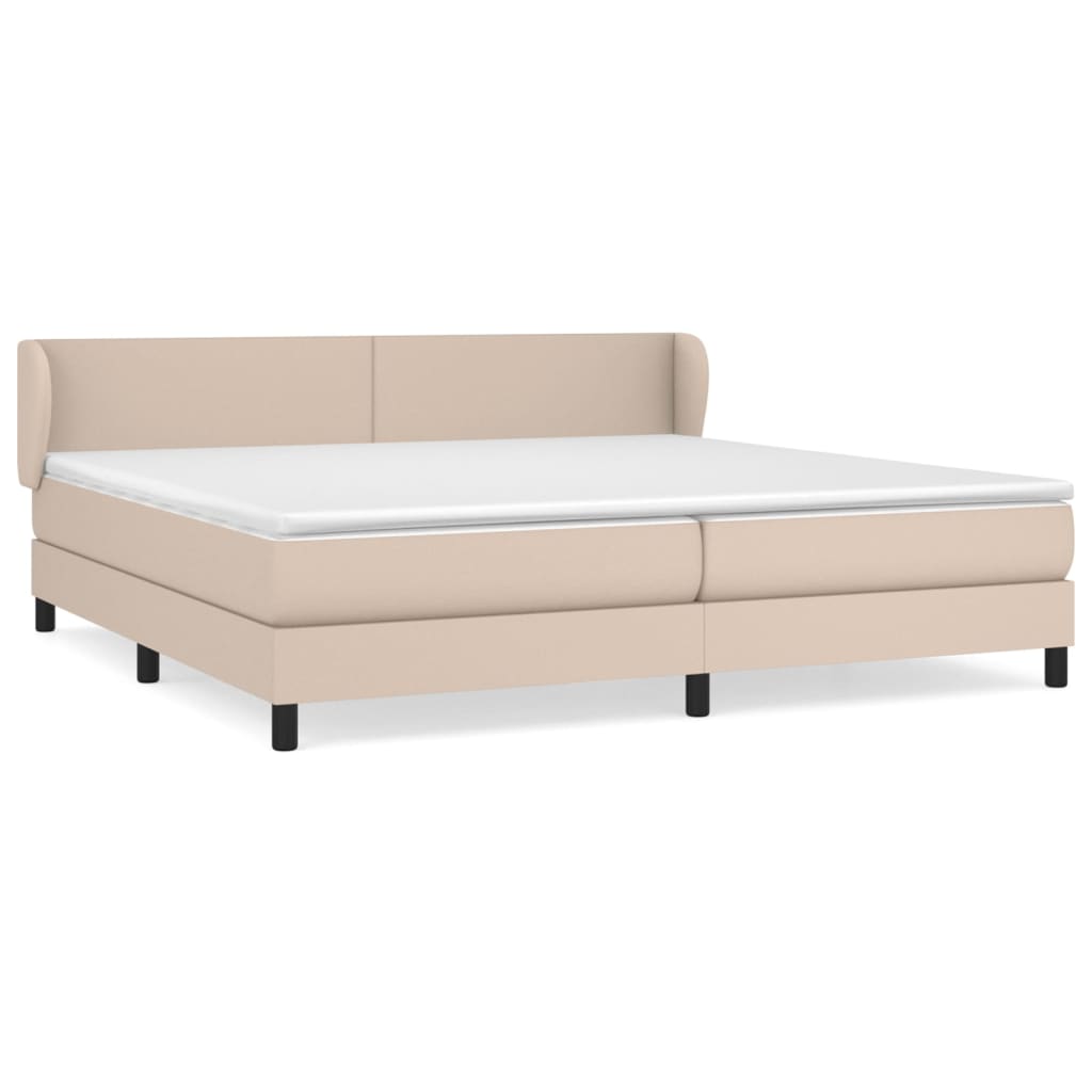 Κρεβάτι Boxspring με Στρώμα Καπουτσίνο 200x200εκ.από Συνθ.Δέρμα - Pakobazaar