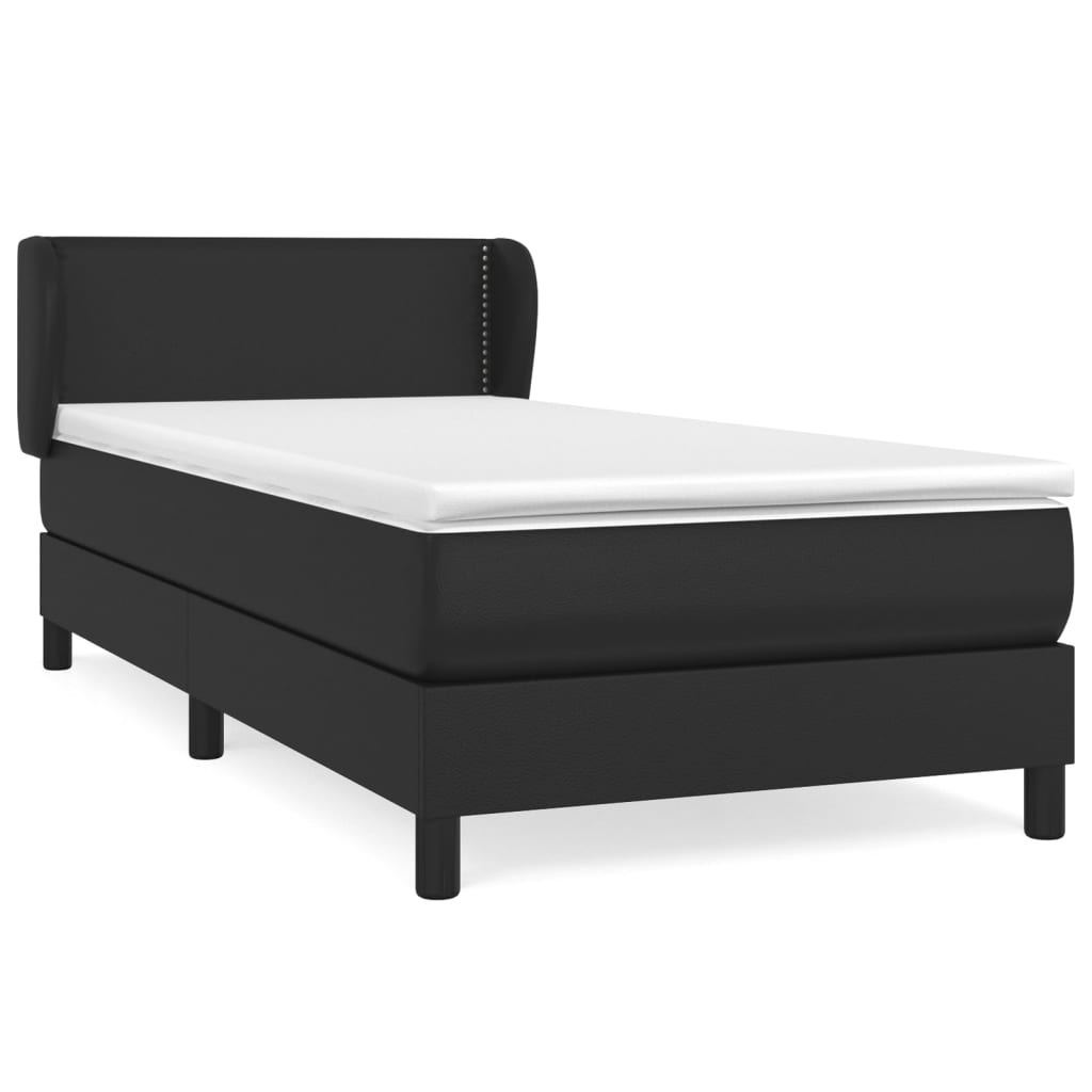Κρεβάτι Boxspring με Στρώμα Μαύρο 80 x 200 εκ. Συνθετικό Δέρμα