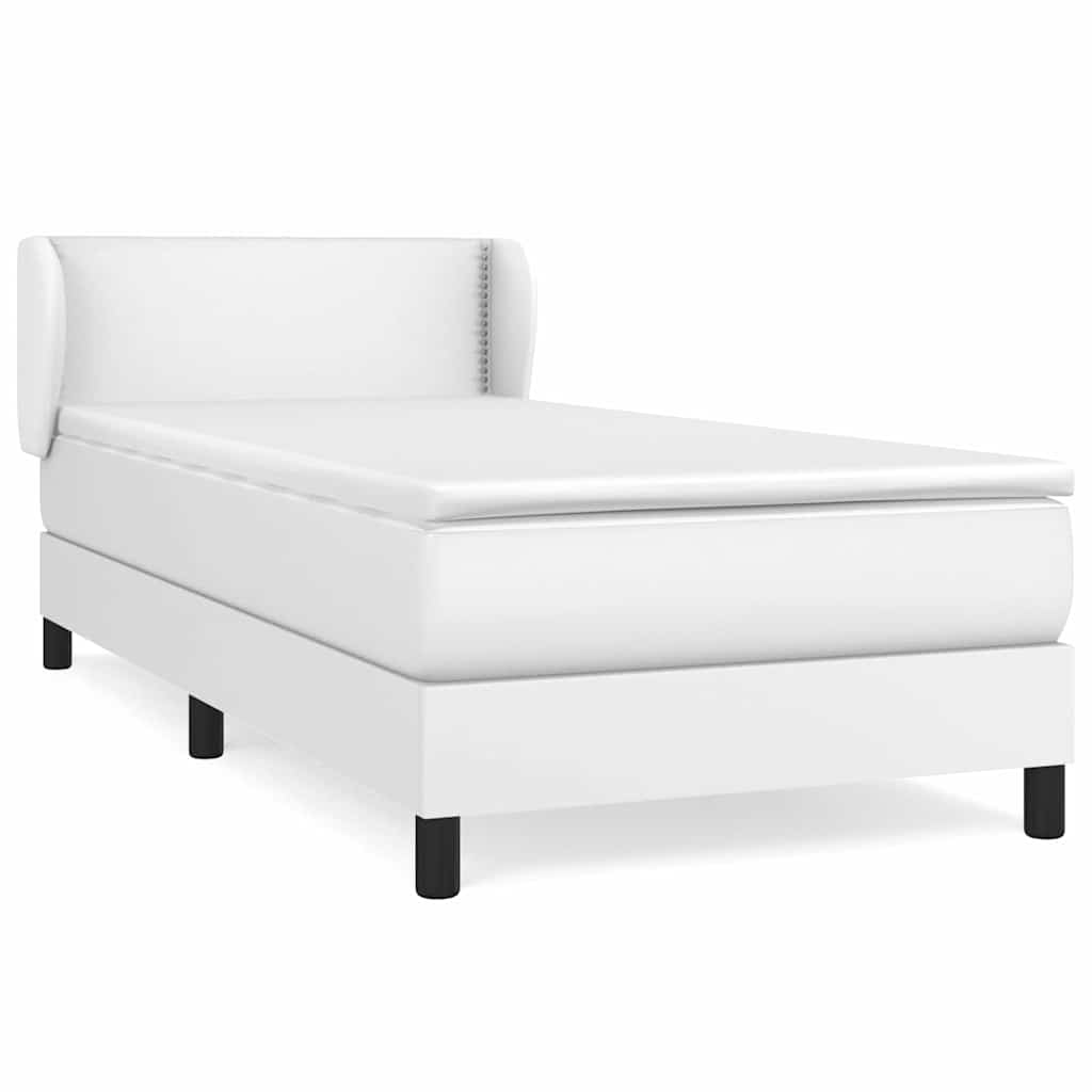 Κρεβάτι Boxspring με Στρώμα Λευκό 80 x 200 εκ. Συνθετικό Δέρμα - Pakobazaar