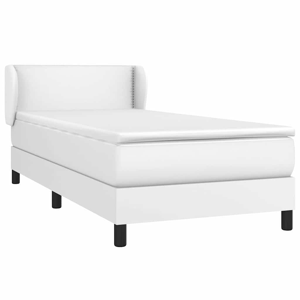 Κρεβάτι Boxspring με Στρώμα Λευκό 80 x 200 εκ. Συνθετικό Δέρμα - Pakobazaar