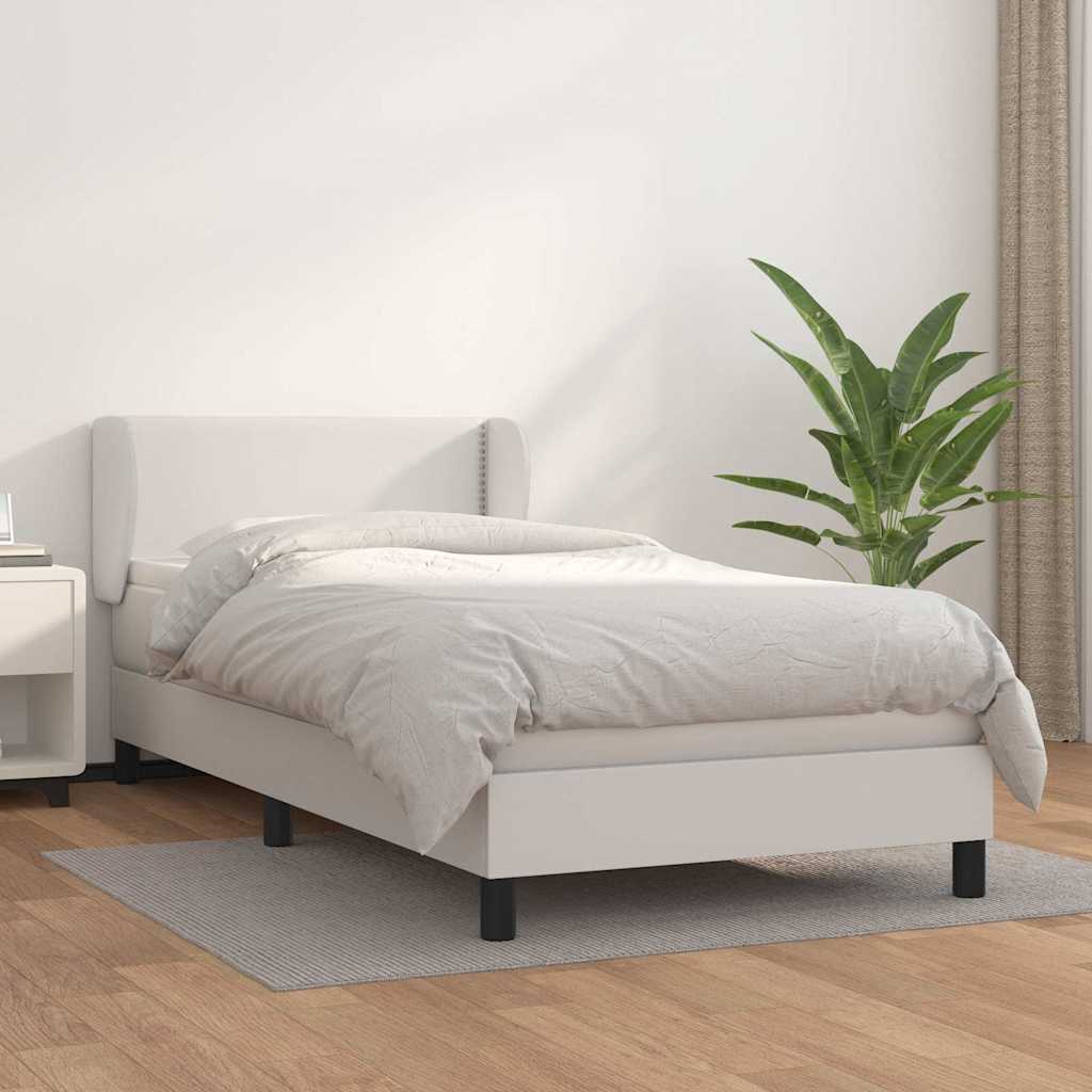 Κρεβάτι Boxspring με Στρώμα Λευκό 80 x 200 εκ. Συνθετικό Δέρμα - Pakobazaar