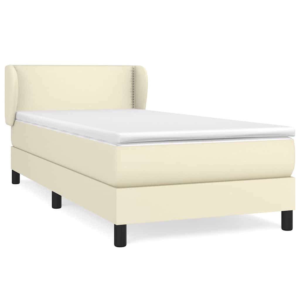 Κρεβάτι Boxspring με Στρώμα Κρεμ 80 x 200 εκ. Συνθετικό Δέρμα