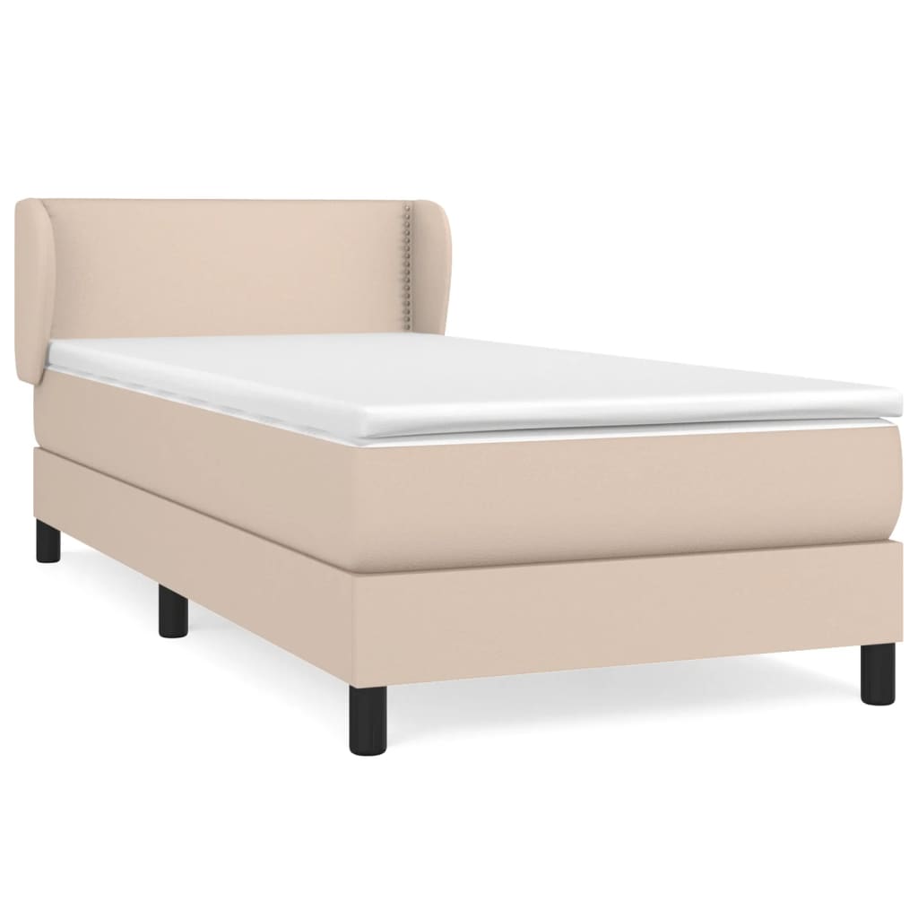 Κρεβάτι Boxspring με Στρώμα Καπουτσίνο 80x200 εκ. Συνθ. Δέρμα