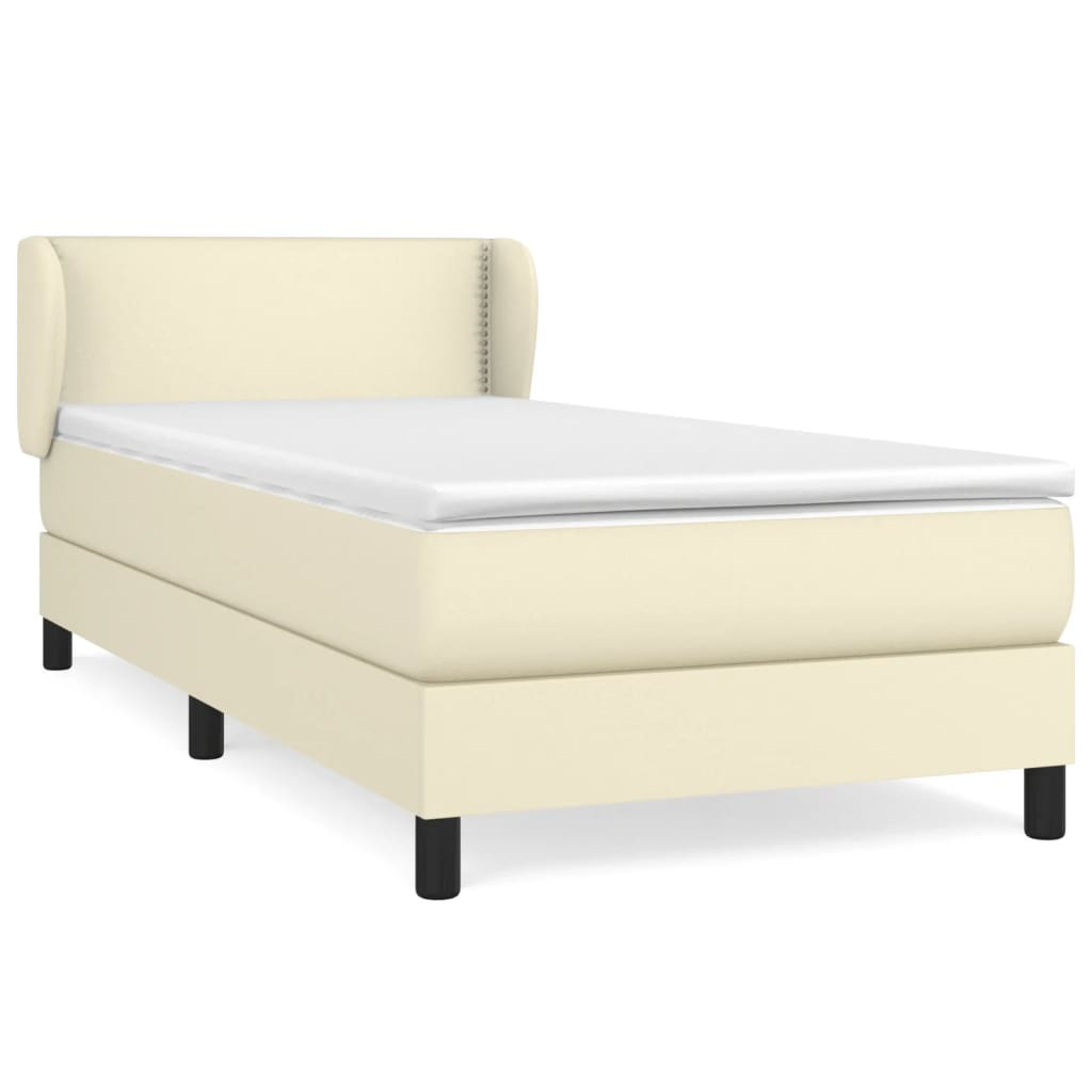 Κρεβάτι Boxspring με Στρώμα Κρεμ 100x200εκ. από Συνθετικό Δέρμα
