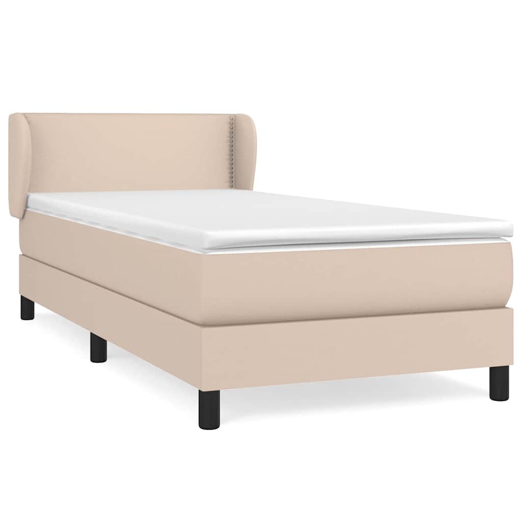Κρεβάτι Boxspring με Στρώμα Καπουτσίνο 100x200εκ.από Συνθ.Δέρμα