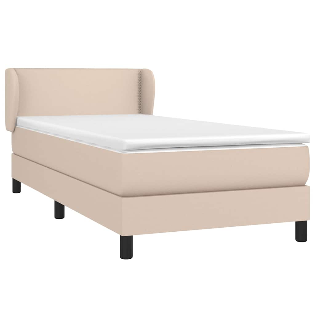 Κρεβάτι Boxspring με Στρώμα Καπουτσίνο 100x200εκ.από Συνθ.Δέρμα