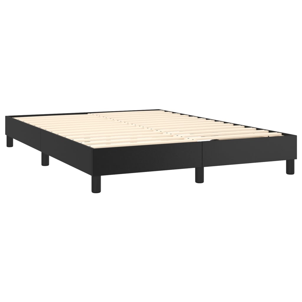Κρεβάτι Boxspring με Στρώμα Μαύρο 140x190εκ.από Συνθετικό Δέρμα