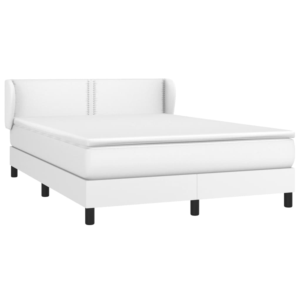 Κρεβάτι Boxspring με Στρώμα Λευκό 140x190εκ.από Συνθετικό Δέρμα