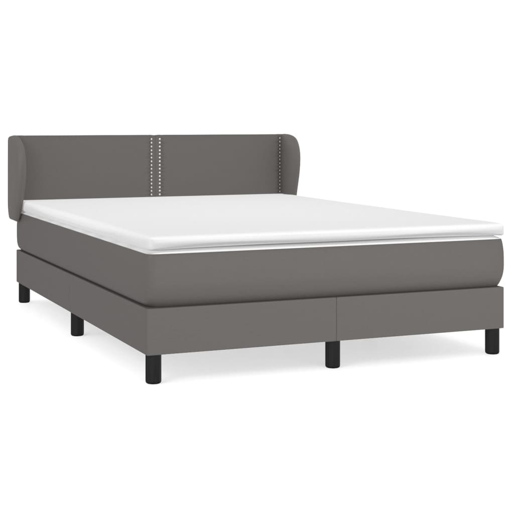 Κρεβάτι Boxspring με Στρώμα Γκρι 140x190εκ. από Συνθετικό Δέρμα