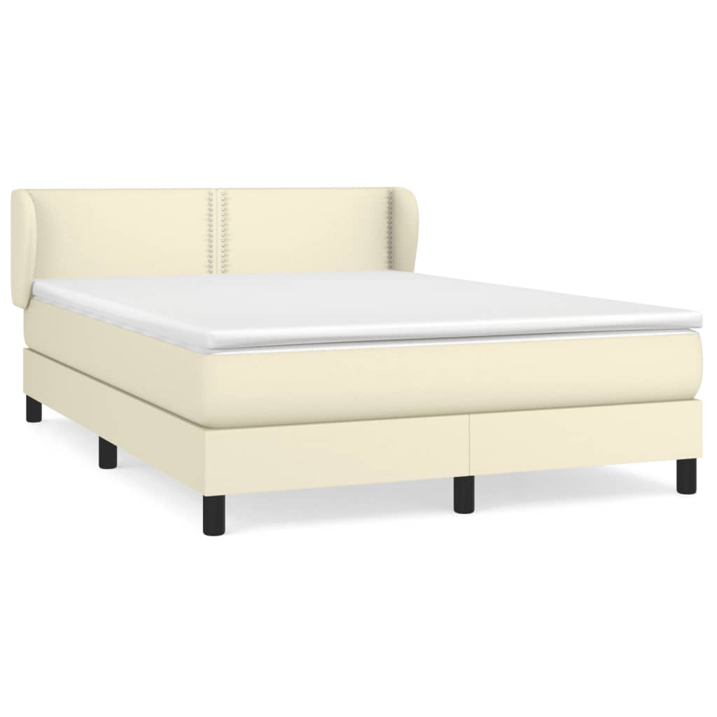 Κρεβάτι Boxspring με Στρώμα Κρεμ 140x200εκ. από Συνθετικό Δέρμα