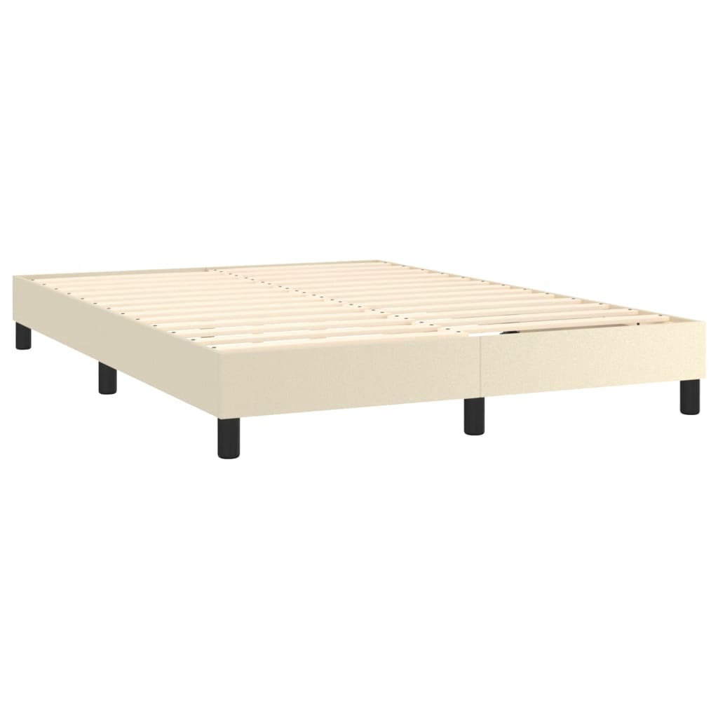 Κρεβάτι Boxspring με Στρώμα Κρεμ 140x200εκ. από Συνθετικό Δέρμα