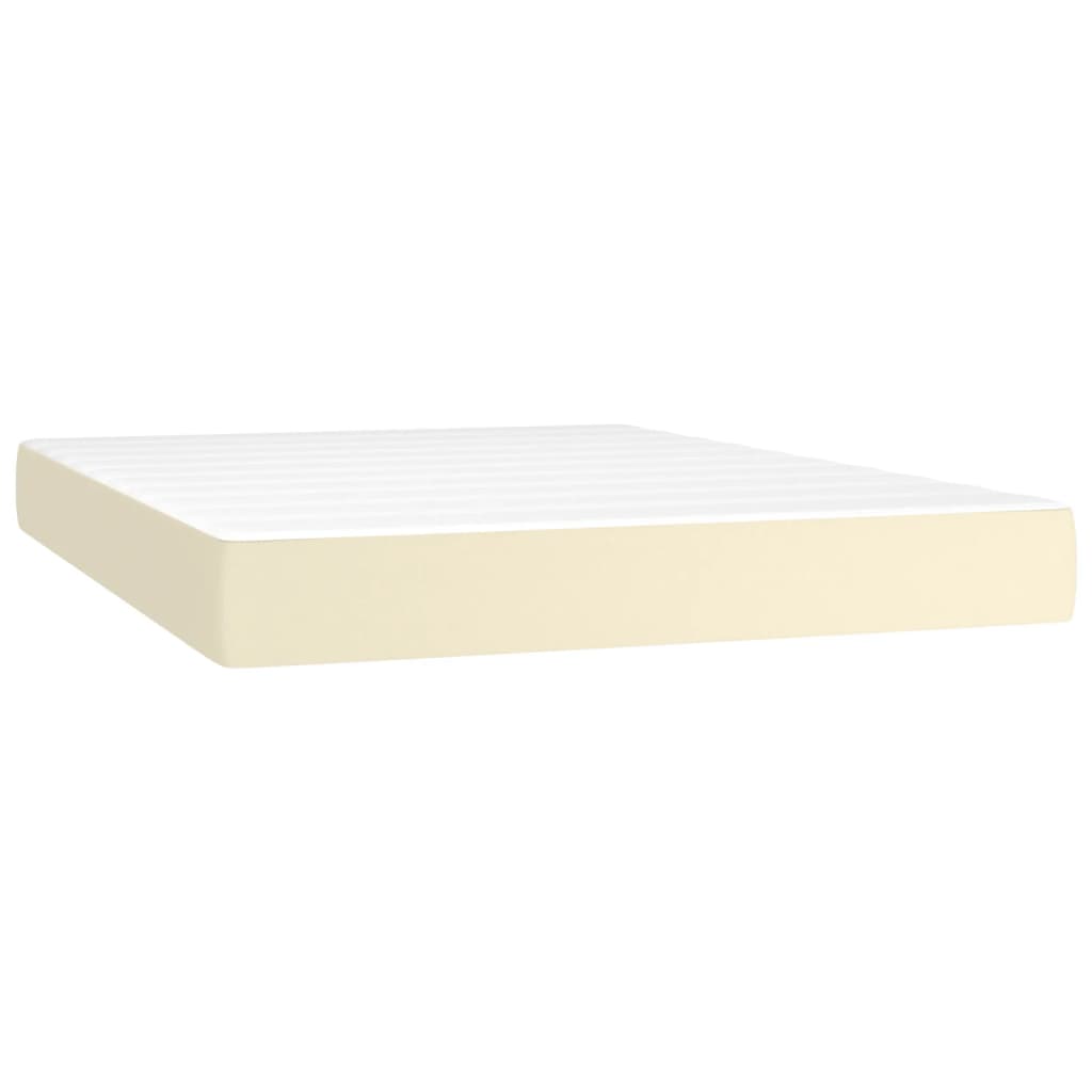 Κρεβάτι Boxspring με Στρώμα Κρεμ 140x200εκ. από Συνθετικό Δέρμα