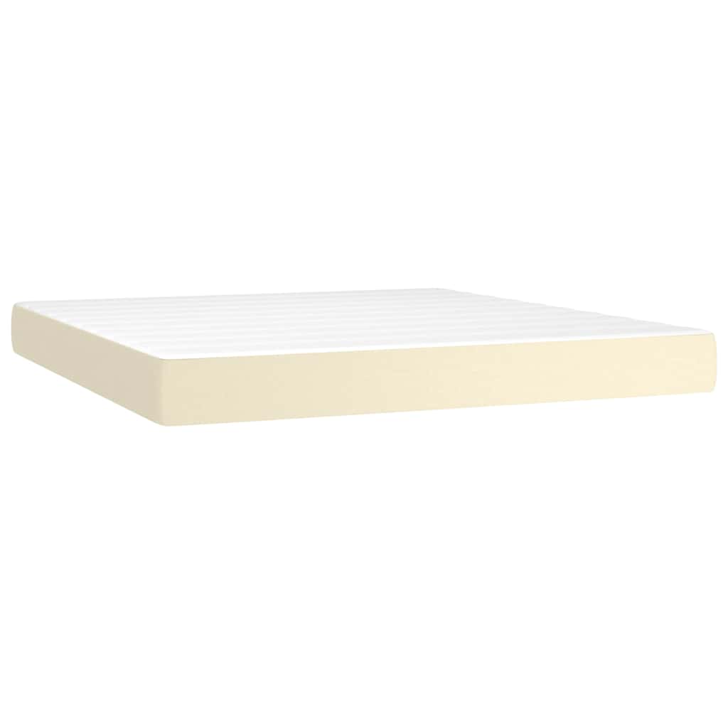 Κρεβάτι Boxspring με Στρώμα Κρεμ 160x200εκ. από Συνθετικό Δέρμα