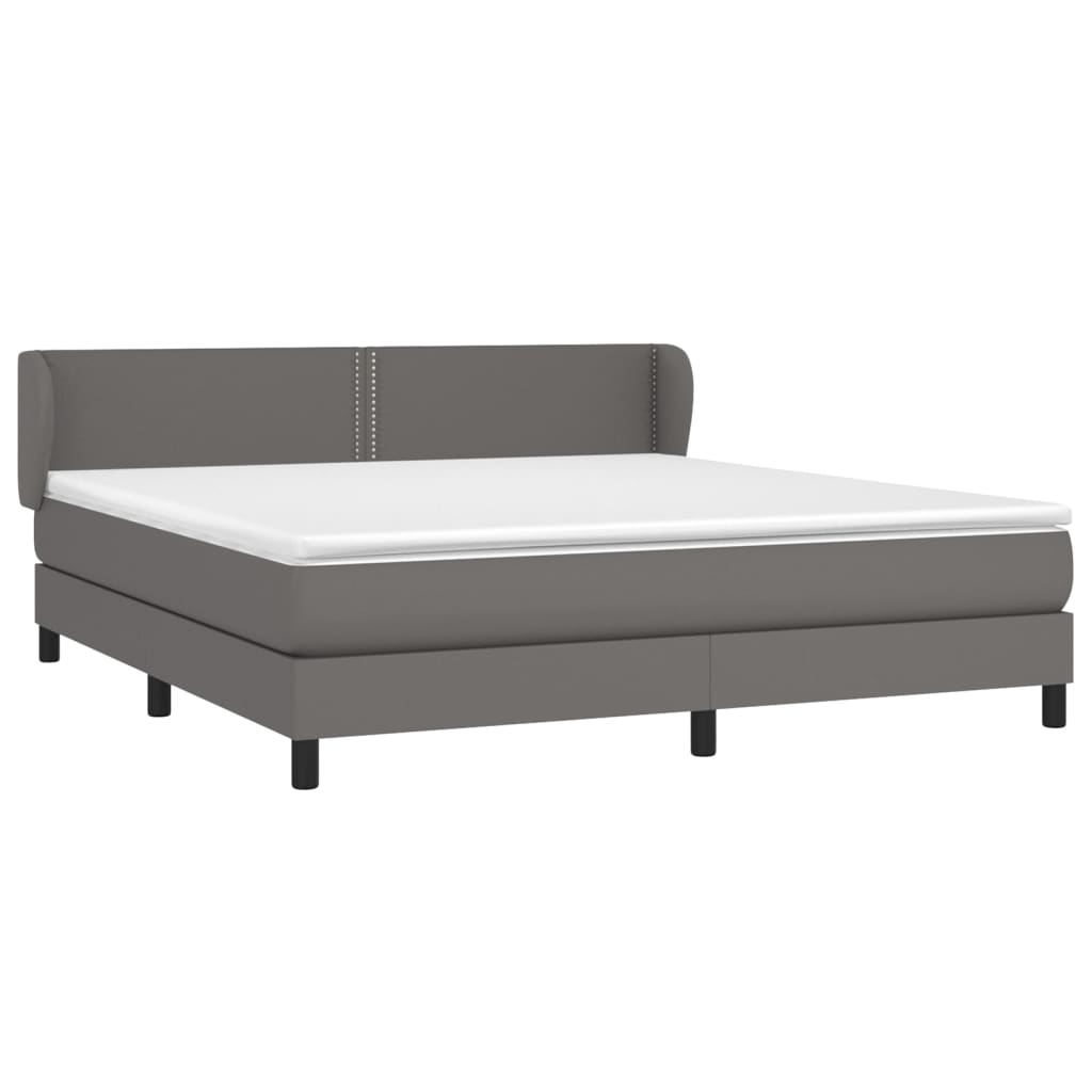 Κρεβάτι Boxspring με Στρώμα Γκρι 160x200εκ. από Συνθετικό Δέρμα